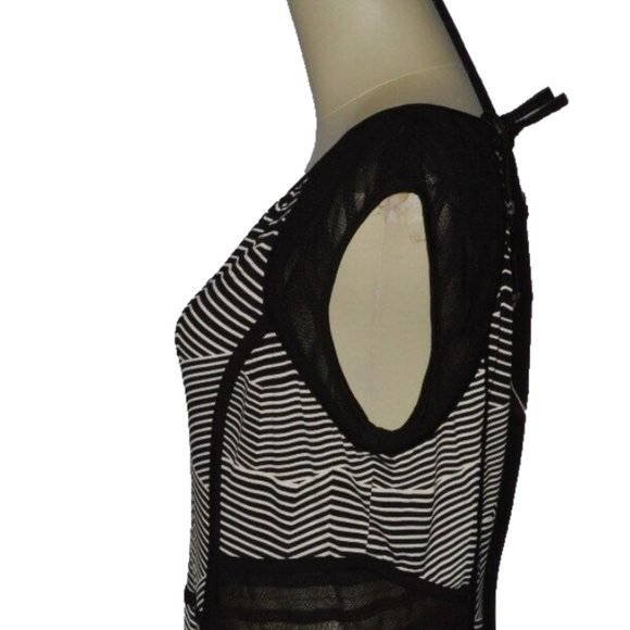 BCBGMAXAZRIA ILANA NEW $198 NWT SZ L LARGE BLACK WHITE STRIPES SLEEVELESS DRESS - Picture 11 of 15